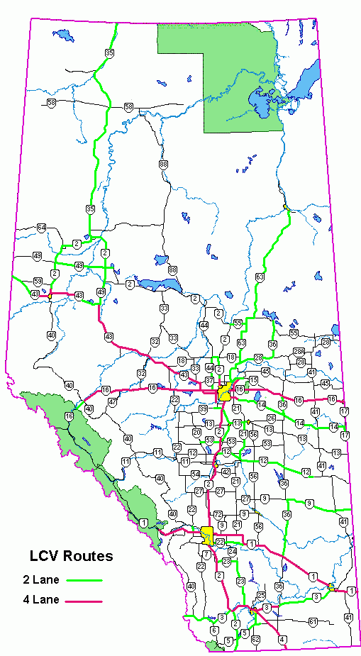 Map showing the current LCV routes - as of July 30, 2009