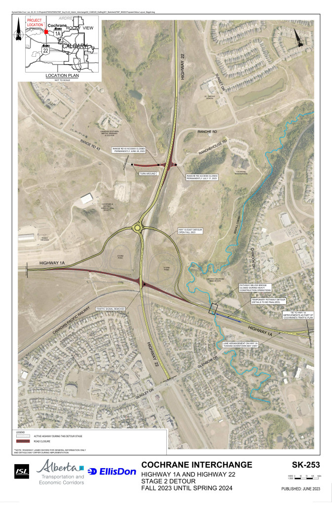 Image of a map of the Cochrane interchange