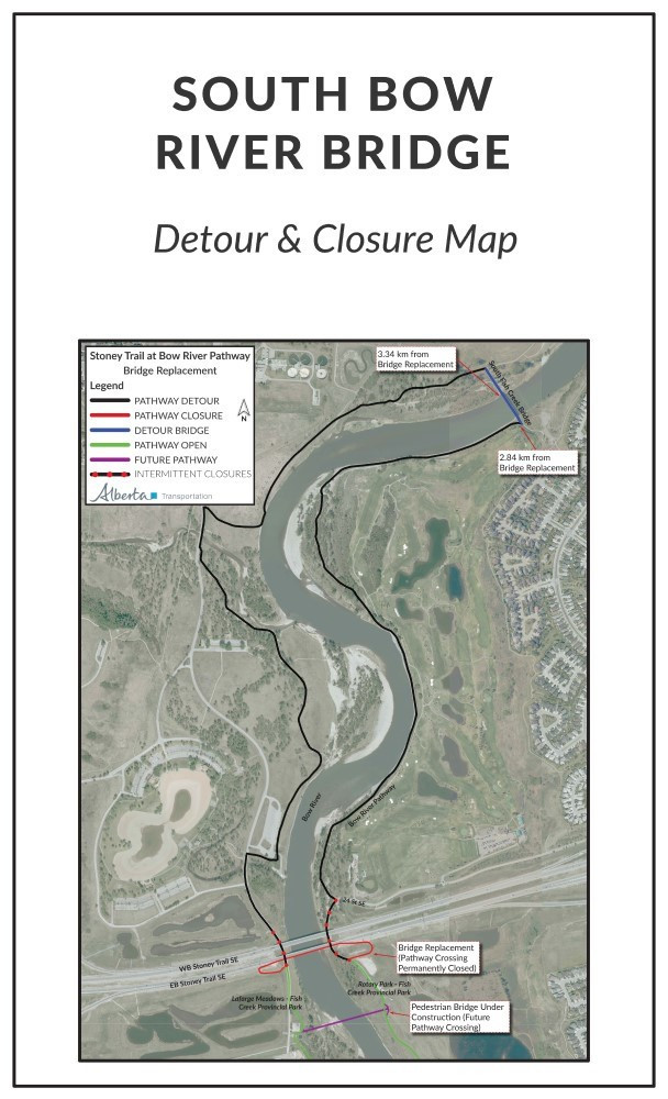 South Bow River Bridge Map - Detours and Closures