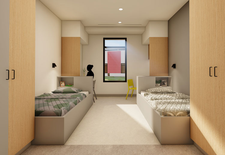 Rendering: Blood Tribe Recovery Community Double Bedroom