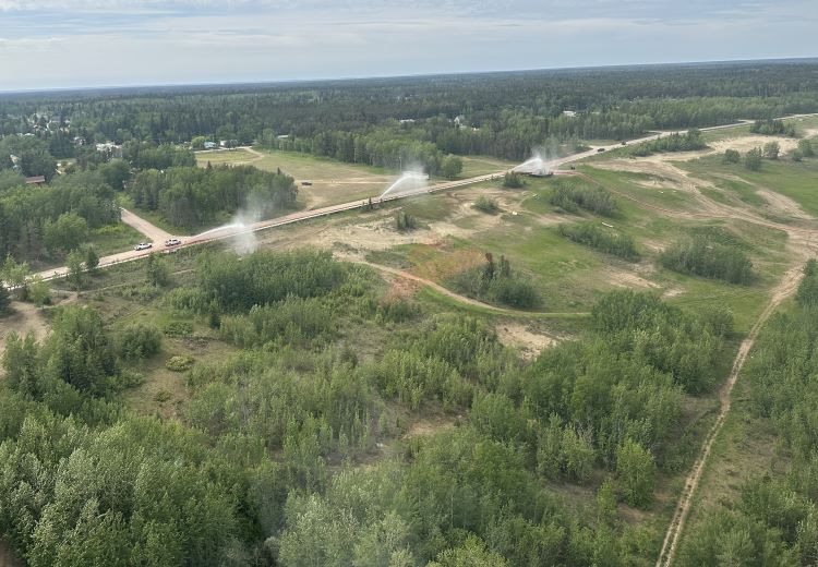 Tulip Lake wildfire sprinkler system testing at Fort Smith, June 10, 2025