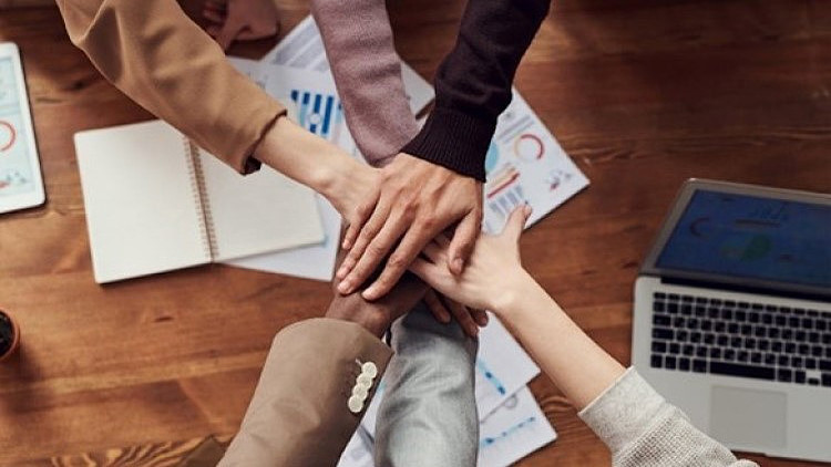 Team huddle hands