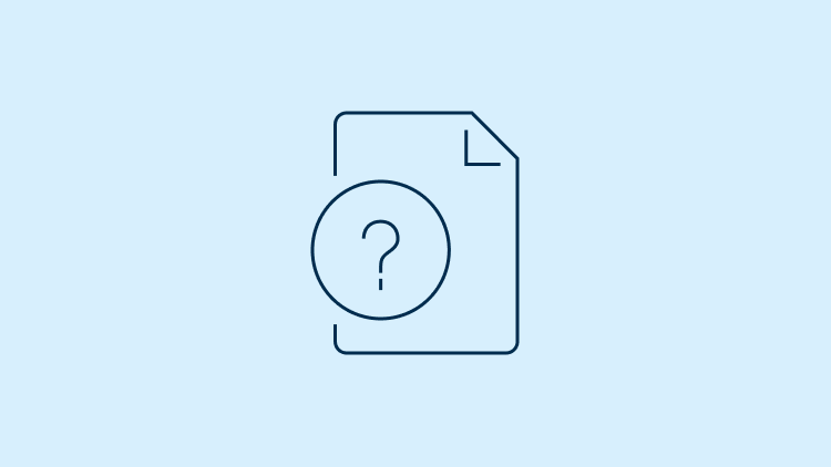 Icon of a report with a question mark in front.