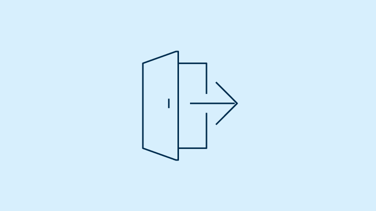 Icon of a door opening and an arrow indicating the direction.