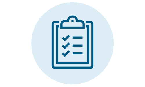 Icon of a clipboard with 3 check marks