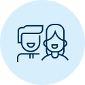 Icon of two people smiling.