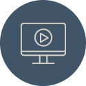 Icon of a desktop computer playing a video.