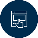 Icon of a web browser and a pointer.