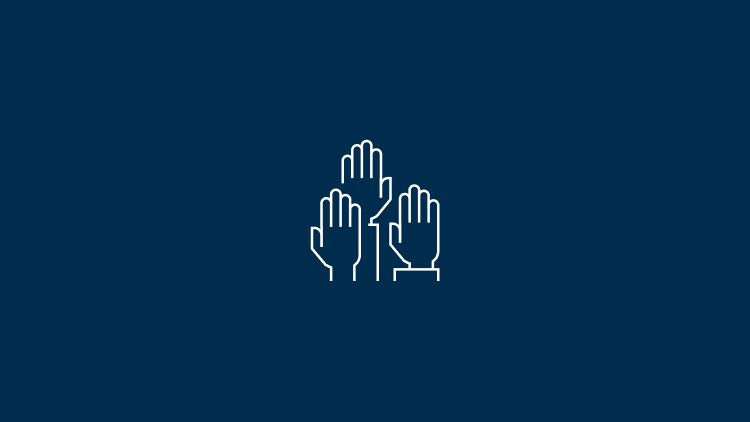 Icon showing three hands rising.