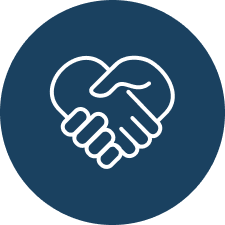 Drawn image of two hands giving each other a handshake.