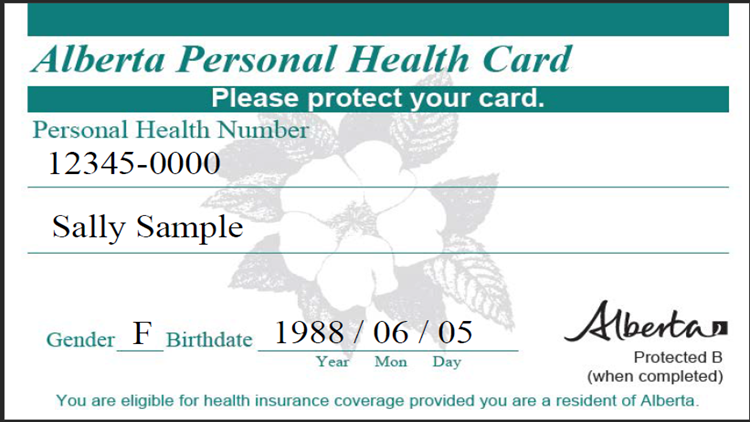 Paper Alberta Personal Health Card 