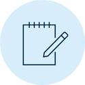 Icon: spiral notepad and pencil