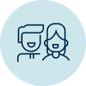Icon of two people smiling.