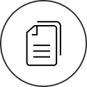 Icon outline of sheets of paper with horizontal lines on them