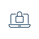 Icon of a laptop with a lock appearing over it