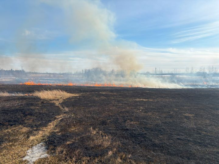 A area of dry grass being burned to reduce potential wildfire fuels. April 14,2025