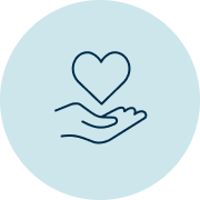 Hand holding a heart.