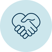 Two hands clasped in partnership to represent helping, mutual support, and working together.
