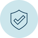 Shield with a checkmark.