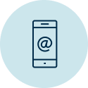 Mobile phone with an at symbol.