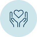 Hands holding a heart.