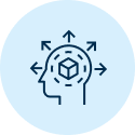 Icon of a head with a box inside and arrows pointing out.