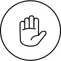 Icon of a hand signaling to stop.