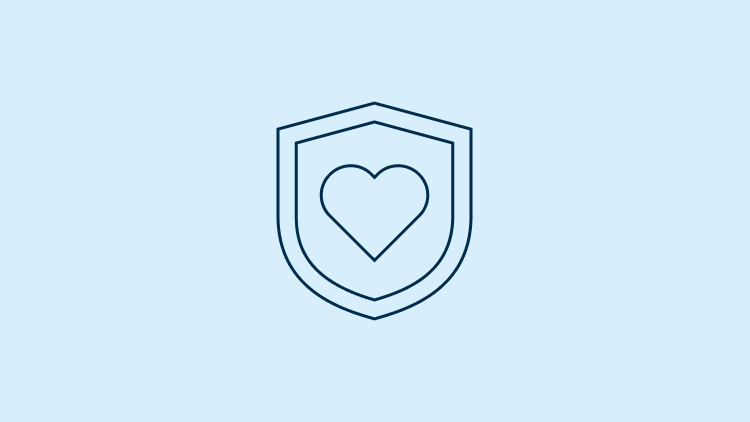 Icon of a heart inside a shield.