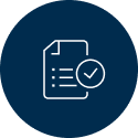 Icon of a document and a check mark.