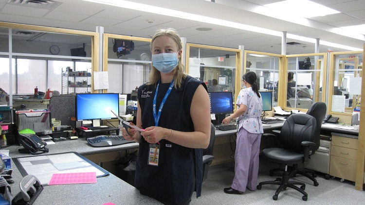 Northern Lights recipient Kalee Lodewyk volunteering at Red Deer hospital
