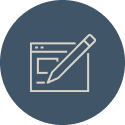 Icon of a webpage and a pencil.