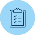 Illustration of a clipboard with a simple checklist over a light blue background