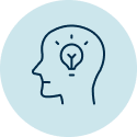 Head with light bulb representing global competencies.