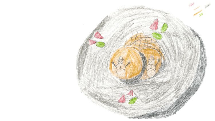 Kids drawing of a snack.