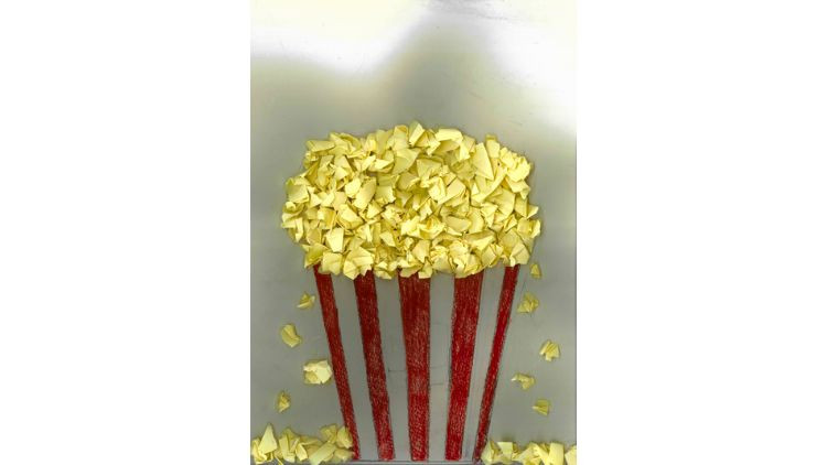 Kids artwork of a popcorn.