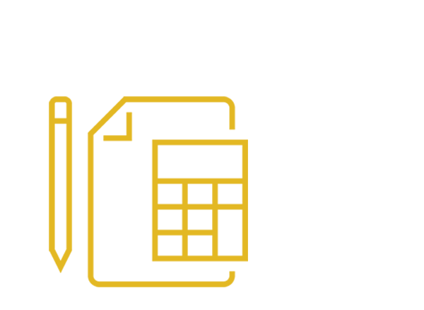 Icon of a calculator and pen.