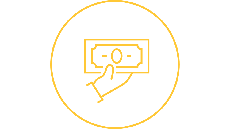 Icon of a hand holding a bank note