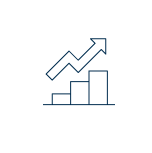 Icon of a bar chart with an arrow going upward.