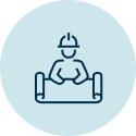 Icon of construction worker reading a blueprint