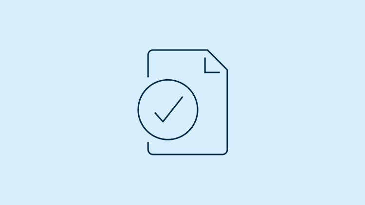 Icon of a paper document and a checkmark.