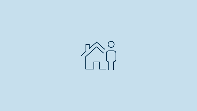 Icon of a house and a person standing next to it.