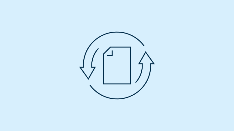 Icon of a document surrounded by circular arrows.