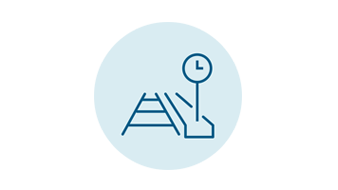 Icon of train track and clock