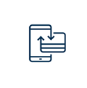 Icon of phone and showing a card in front of it