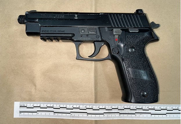 Photograph of the pellet pistol found at scene