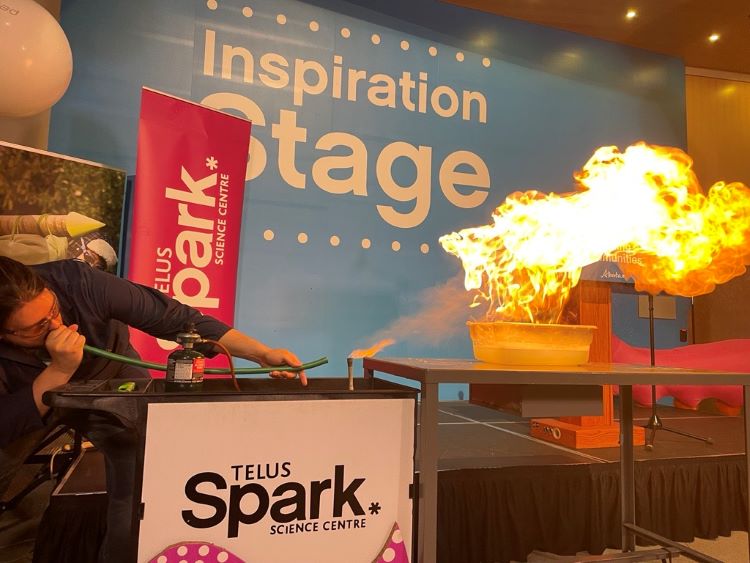 science centre demonstration involving flames
