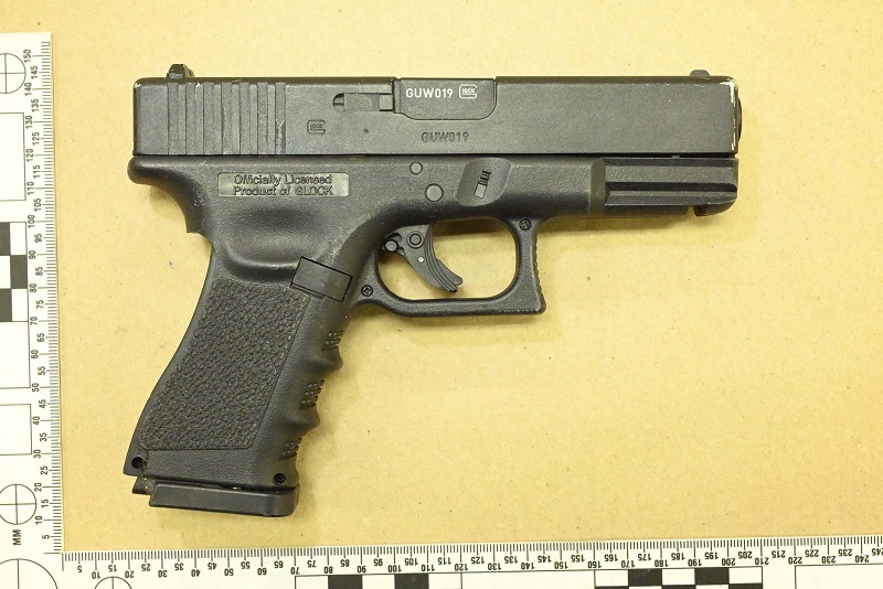 CO2-powered Glock replica air pistol found at the scene.