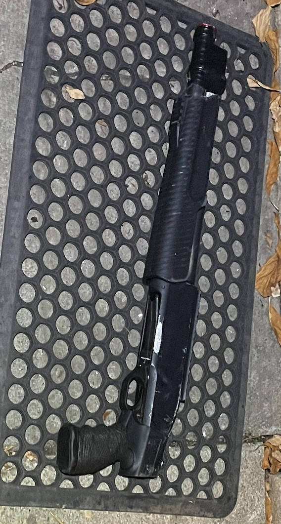 Firearm located near the man