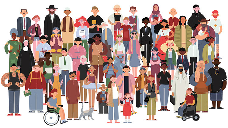 Illustration full of different types of people