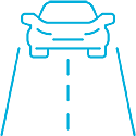 Icon of a car driving on a road.
